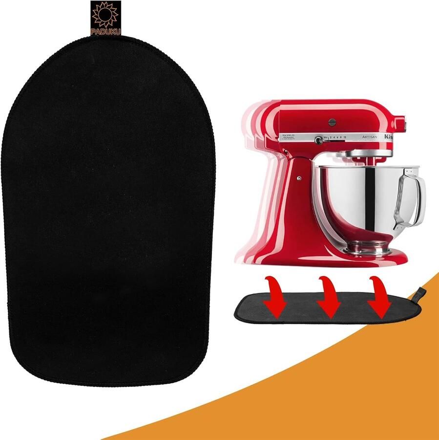 Keukenmachine Glijplank Mixer Onderstel Apparaat Verplaatsen Duurzaam Rubber Materiaal 34 x 21 cm Mat Zwart