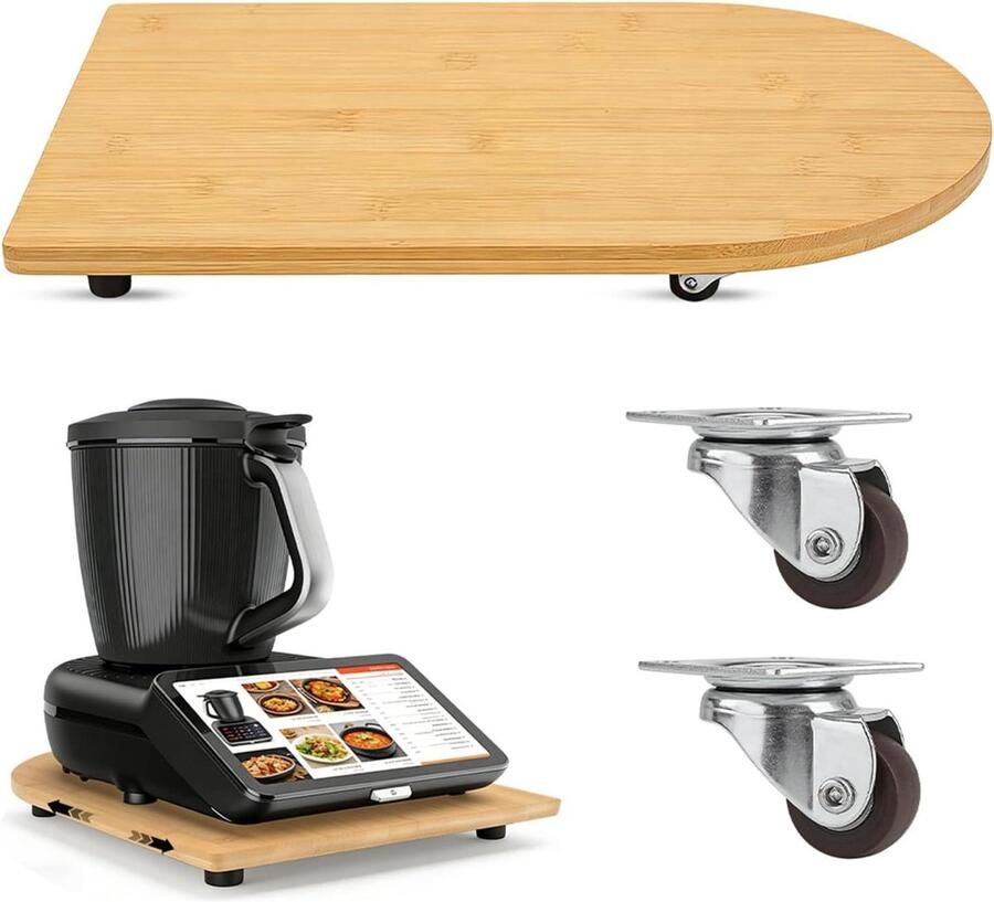 Keukenmachine Glijplank Rolplank Accessoire Moeiteloos Verplaatsen Beschermt Weegschaal 41 x 30 cm Bamboe
