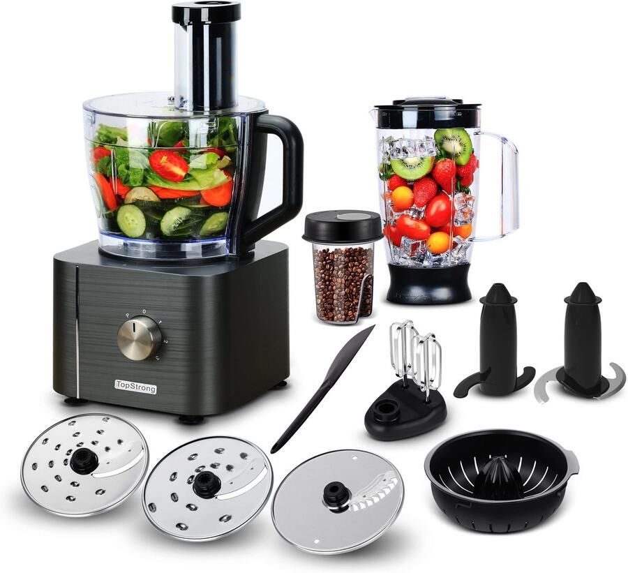 Keukenmachine Grijs 1100 W Vermogen 3 2 Liter Inhoud Roestvrij Staal Multifunctioneel Keukenapparaat