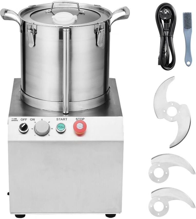 Keukenmachine Groentehakker Voedselverwerker 15 L RVS Voedselveilig Met 2 Extra S-vormige Messen Multifunctioneel Voor Groenten Fruit en Granen Zilver