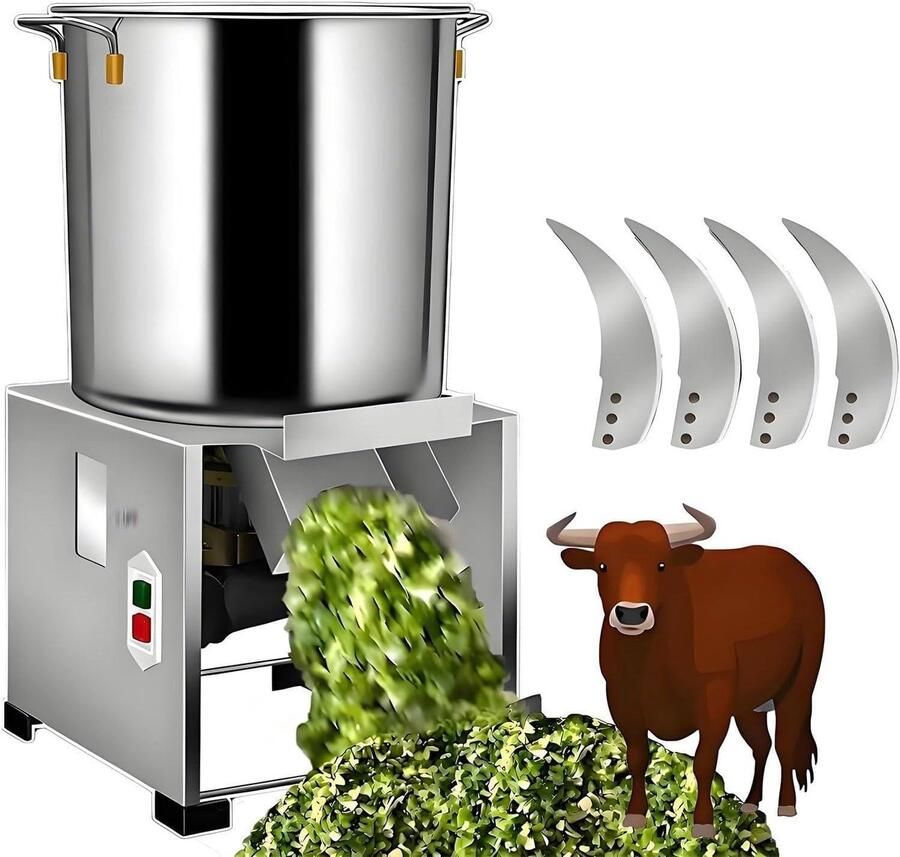 Keukenmachine Groentesnijder Commerciële Snijder Dierenvoer Bereiden Hoge Capaciteit 120kg u 30x30x55cm Zilver
