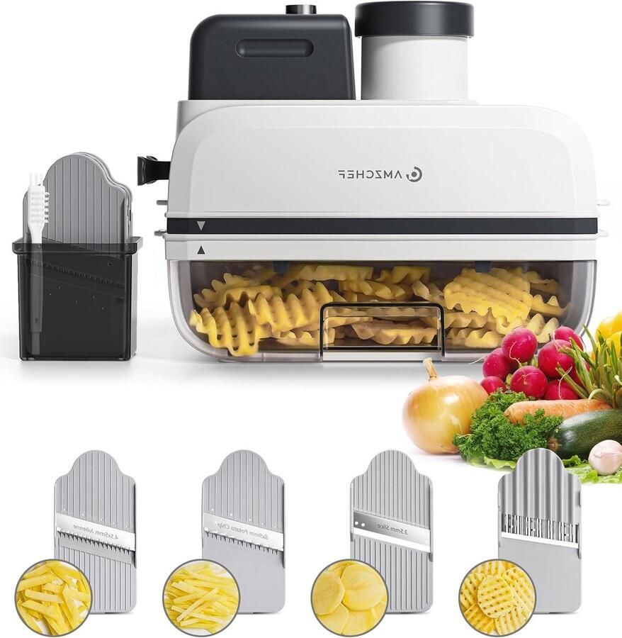 Keukenmachine Groentesnijder Wafelsnijder Frietsnijder Creatief Koken Direct Snijsysteem 38 Kilogram Zilver