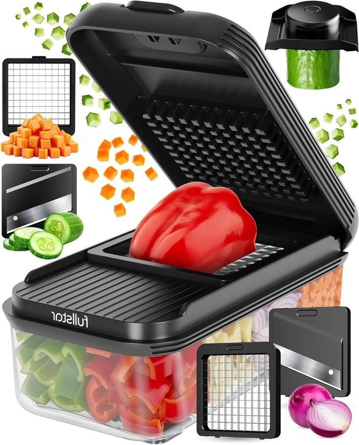Keukenmachine Groentesnijder Mandoline Snelle Maaltijdvoorbereiding Roestvrijstalen Messen Compact Ontwerp Zwart