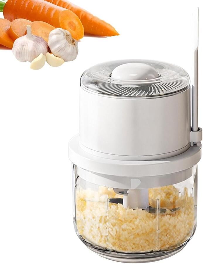 Keukenmachine Hakker Mini Keukenapparaat Snel Ingrediënten Snijden Draadloos Werken 350 ml Wit