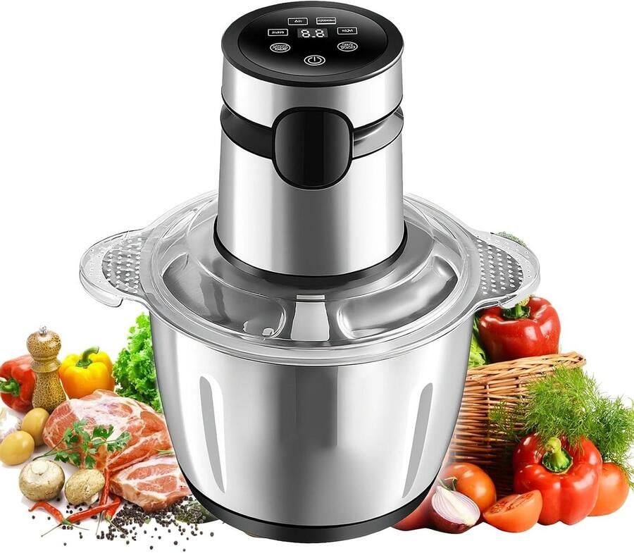 Keukenmachine Hakmolen Vleesmolen Blender Snel Ingrediënten Verwerken Krachtige Koperen Motor 2 Liter Kom Zilver
