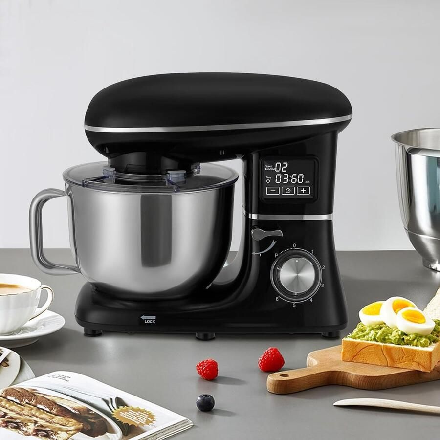 Keukenmachine Handmixer Thuis bakken 6 snelheden 6.2 liter kom Zwart