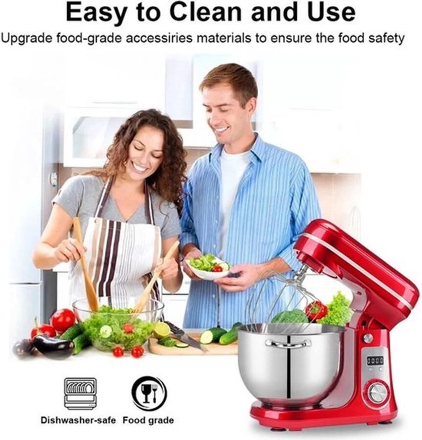 Keukenmachine Keukenmixer Foodprocessor Keukenmachines & Mixers Kitchenaid Keukenmachine 6L Roestvrijstalen Kom – 1200W Krachtige Motor – 6 Snelheden – Zilver