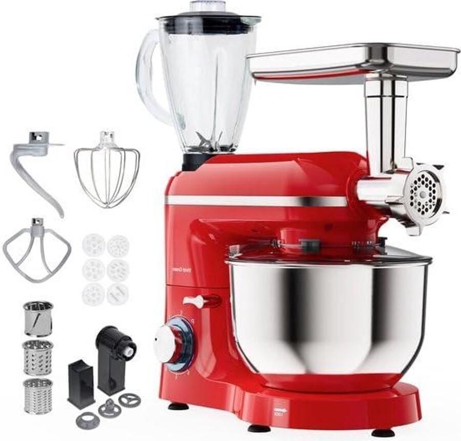 Keukenmachine Keukenrobot foodprocessor Alle keukentaken 15 accessoires 6.2L kom Rood