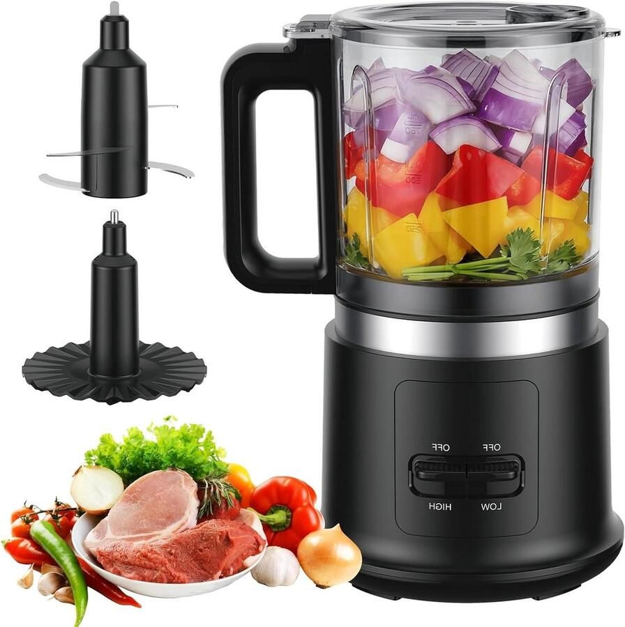 SnelShoppen Krachtige 400W Keukenmachine met 2 Snelheden & Pulsefunctie 4 Roestvrijstalen Messen & Klopper 0.95L Afneembare Kom voor Hakken Mix