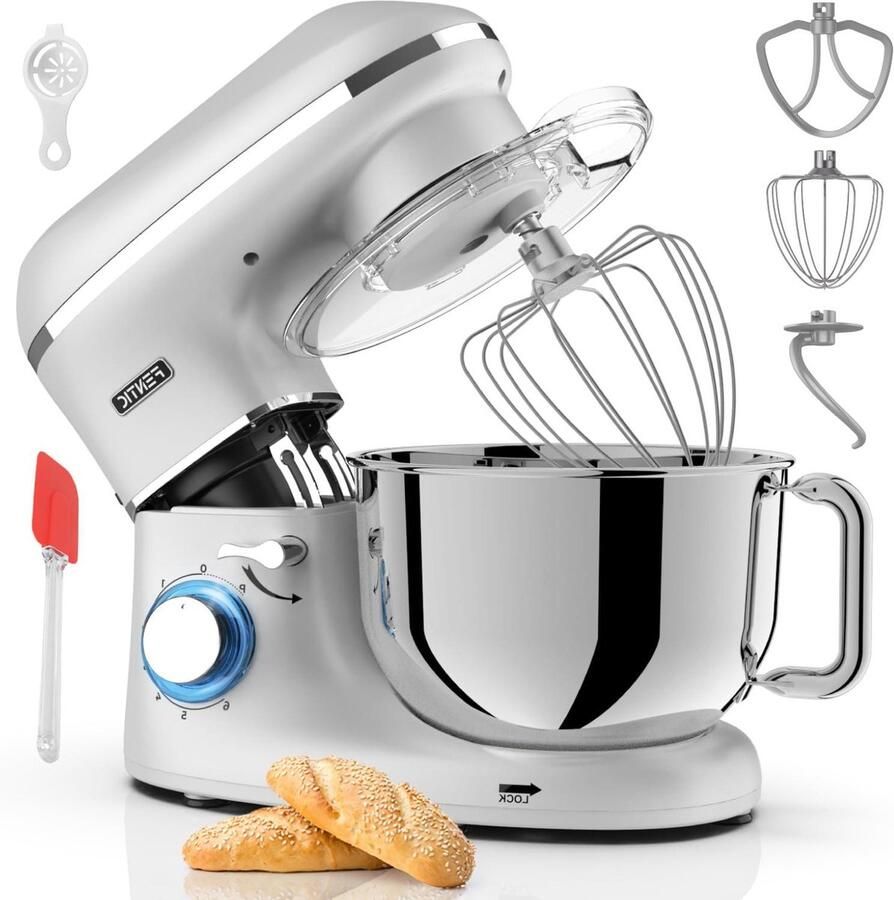 Keukenmachine Keukenrobot Mixer Bakken en Koken Krachtige 2000W Motor 62 Liter Kom Antraciet Zwart
