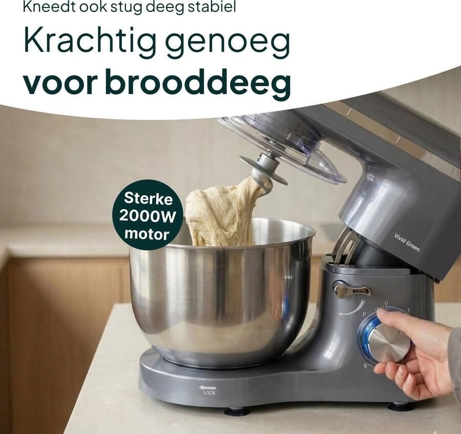 Keukenmachine Keukenrobot mixer Grote bereidingen Krachtige 2000W motor 387 x 238 cm Grijs