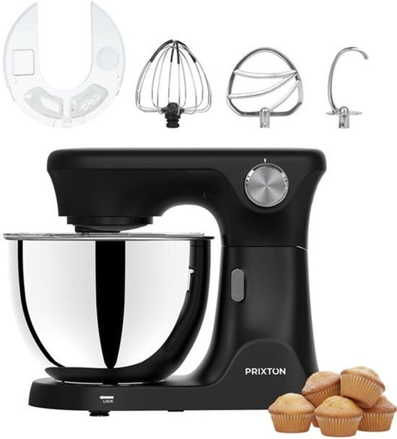 Keukenmachine Kneedmachine 2000 W Vermogen 8 Liter Roestvrijstalen Kom Zwart Keukenmixer Voor Kneden En Mixen