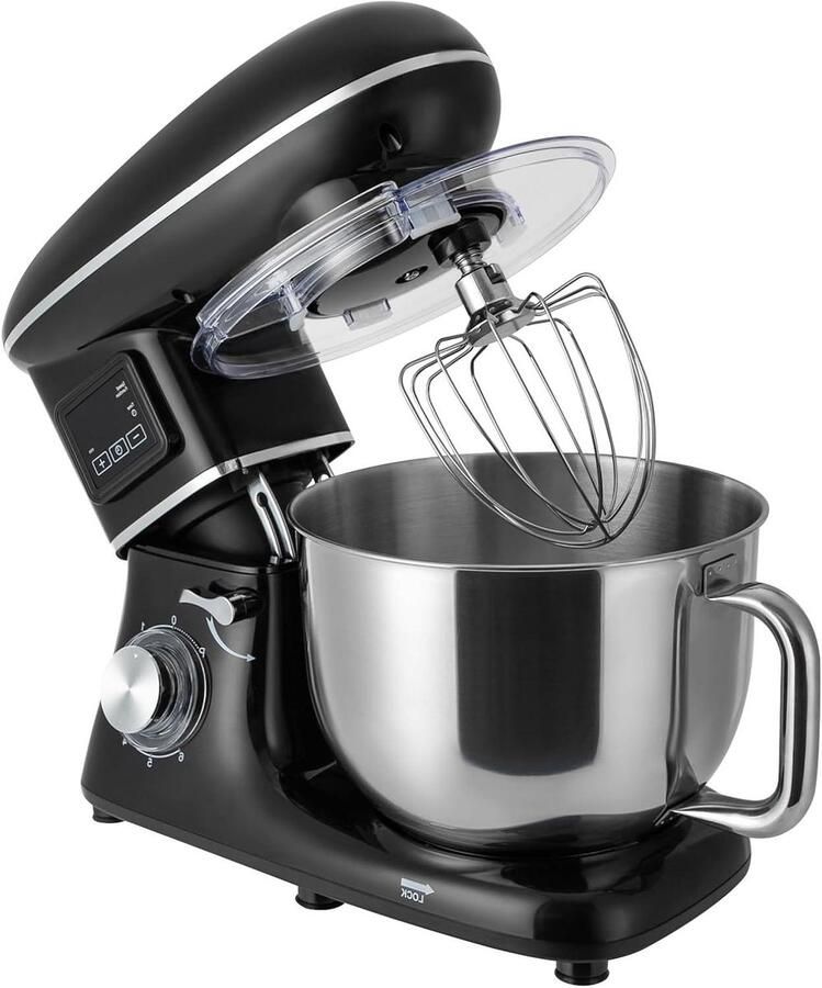 Keukenmixer 1500W Handmixer Deegmixer Thuis bakken LCD display 6.2 liter Zwart