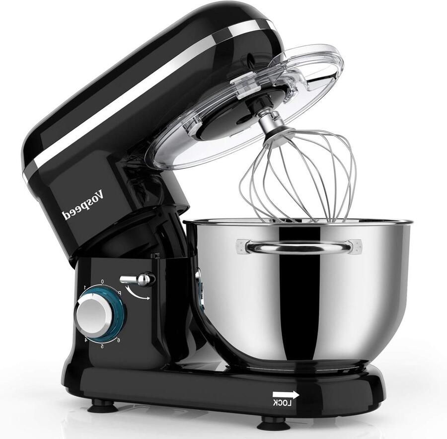 Keukenmachine Kneedmachine Elektrische Mixer Bakken en Koken Krachtige 1500W Motor 6.2QT Kom Zwart