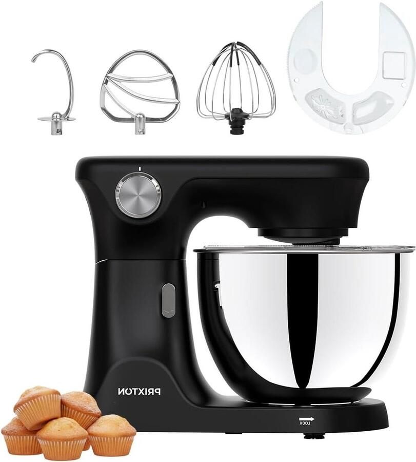 Keukenmachine Kneedmachine Mixer Bakken en Koken Krachtige 2000W Motor 8 Liter Kom Zwart