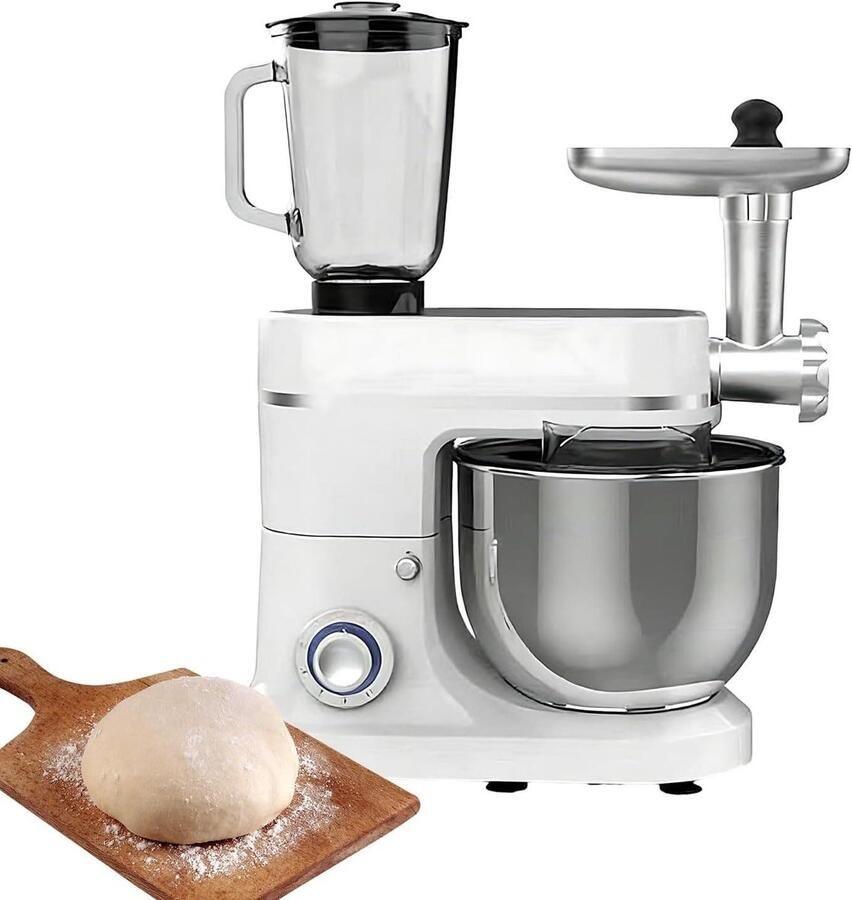 Keukenmachine met Blender Keukenrobot multifunctioneel Bakken en koken Krachtige 1500W motor 10L roestvrijstalen kom Wit
