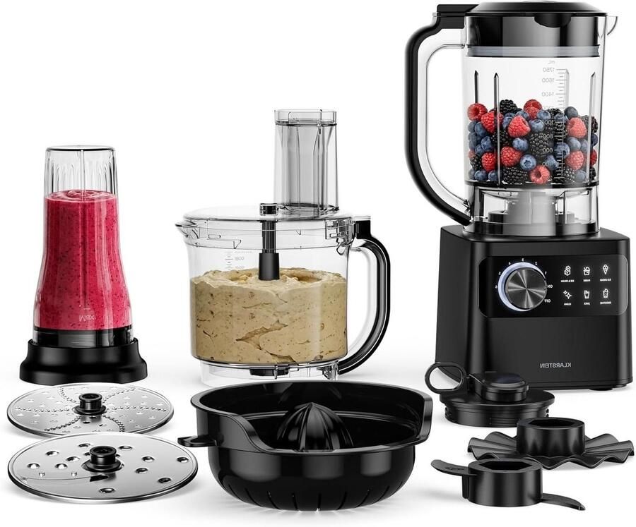 Keukenmachine met Mixer Multifunctionele Keukenapparaat Gerechten Bereiden 1200W Krachtige Motor 2L Kom Zwart