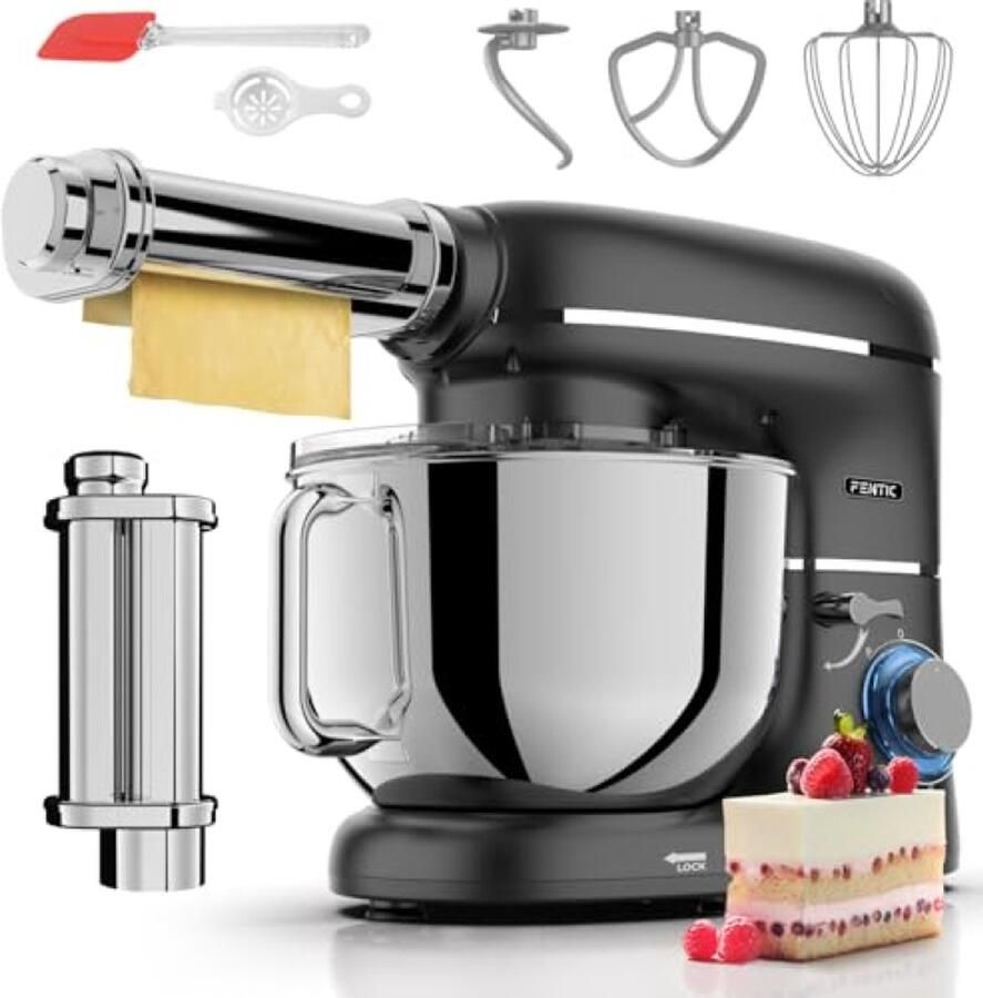 Keukenmachine met Pastaroller 2000W 6 2L RVS Kom Zwart