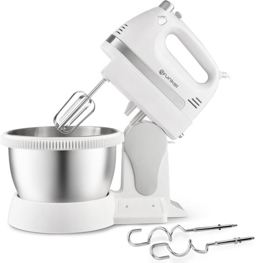 Keukenmachine met roterende kom van roestvrij staal turbo-functie en 5 snelheden incl. mixer en haak Capaciteit: 2L 350W