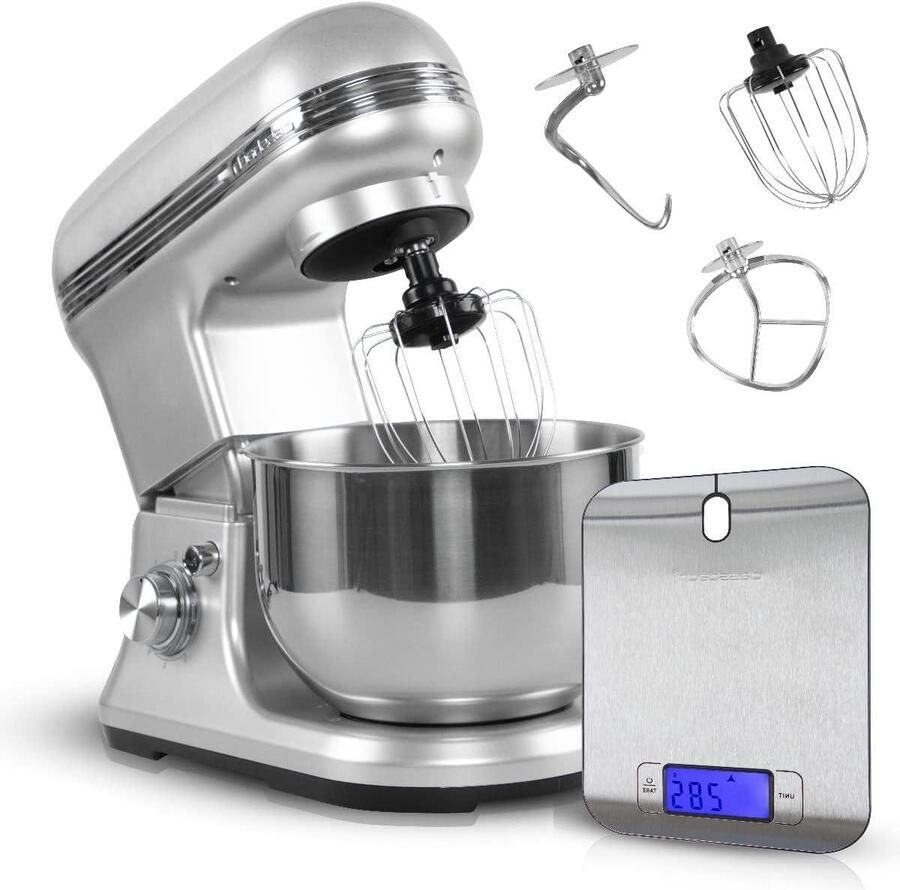 Keukenmachine met Weegschaal Bakrobot Mixer Zelf Bakken Krachtige Motor 5 Liter Kom Zwart
