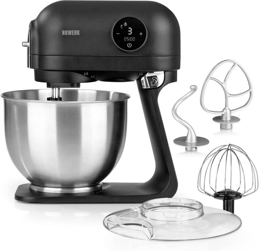 Keukenmachine Mixer Bakken en Koken Krachtig Planetair Systeem 5 Liter Kom Zwart