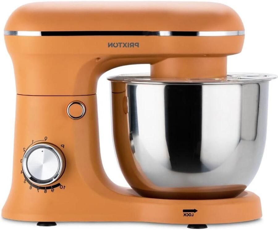 Keukenmachine Mixer Bakken Deeg Kneden 1500 Watt Kracht 5 Liter Kom Oranje