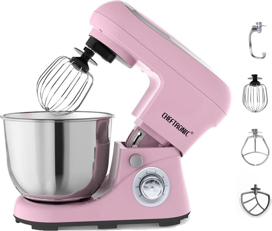 Keukenmachine Mixer Bakken en Koken 6 Snelheden 5L Kom Beige