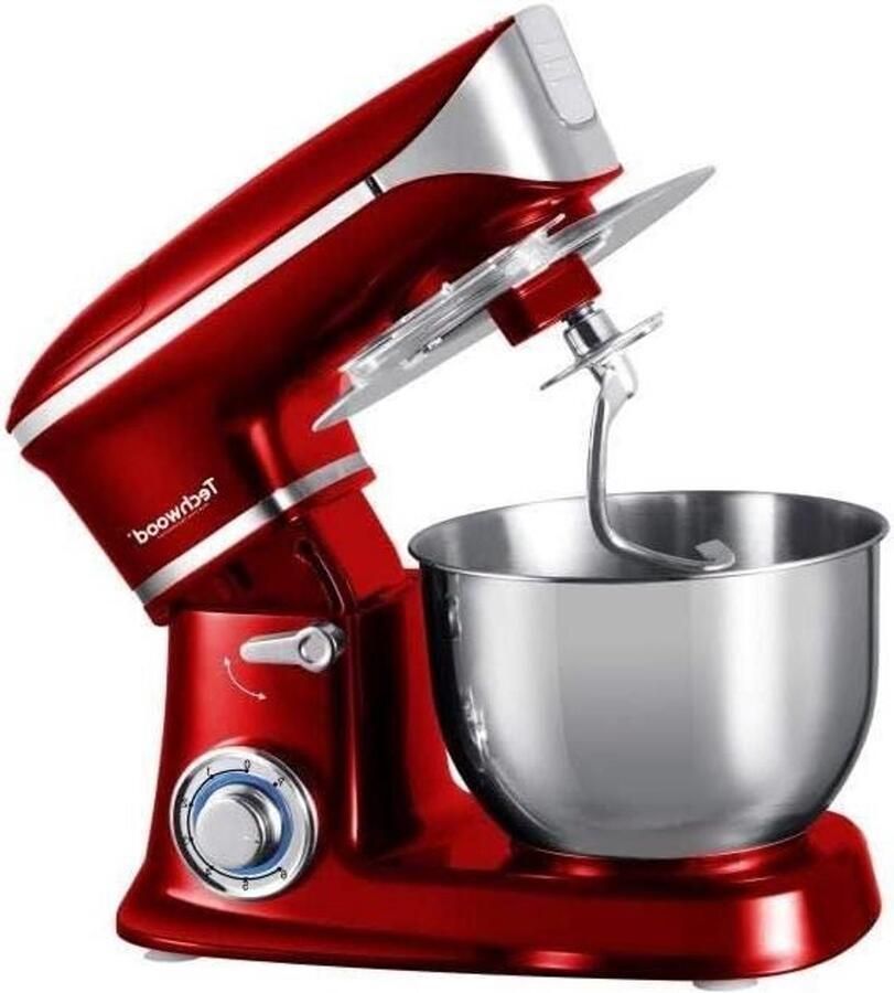Keukenmachine Mixer Bakken en Koken Krachtige 1300W Motor 6.5 Liter Kom Rood