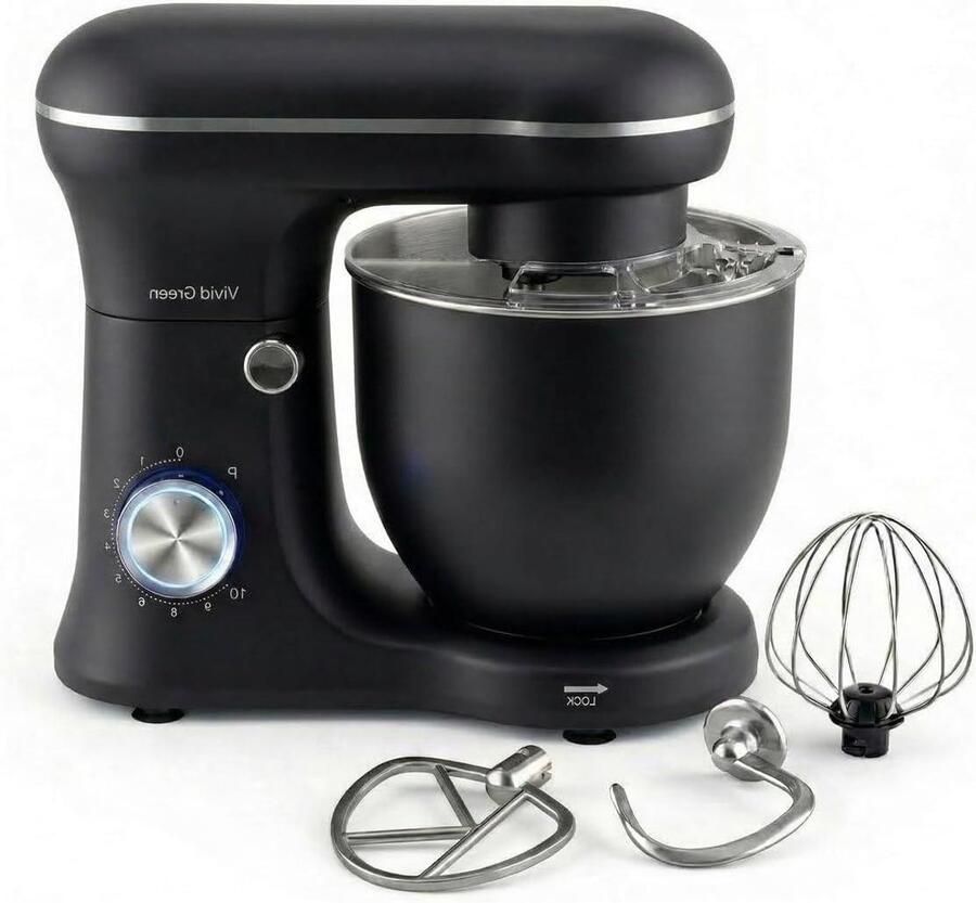 Keukenmachine Mixer Bakken en Koken Krachtige 1500W Motor 5L Kom Matzwart