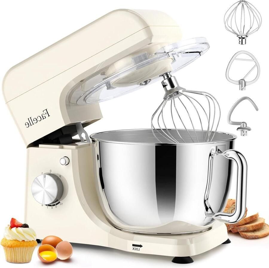 Keukenmachine Mixer Bakken en Koken Krachtige Motor 55 Liter Wit