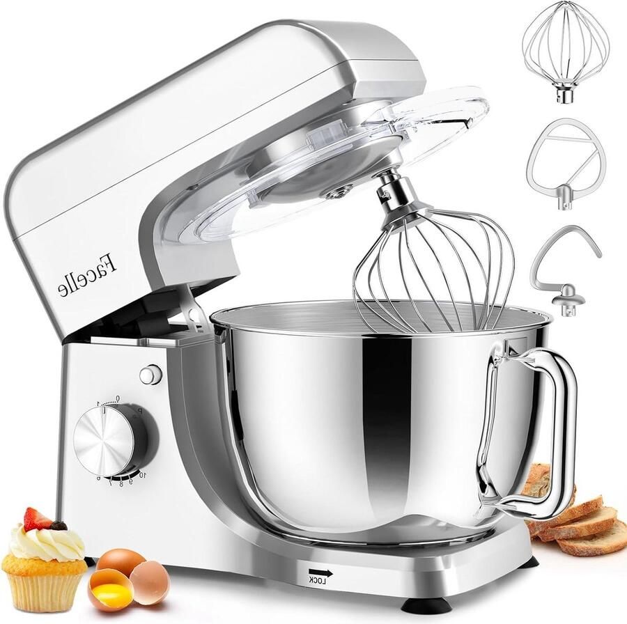 Keukenmachine Mixer Bakken en koken Krachtige motor 55 Liter Zilver