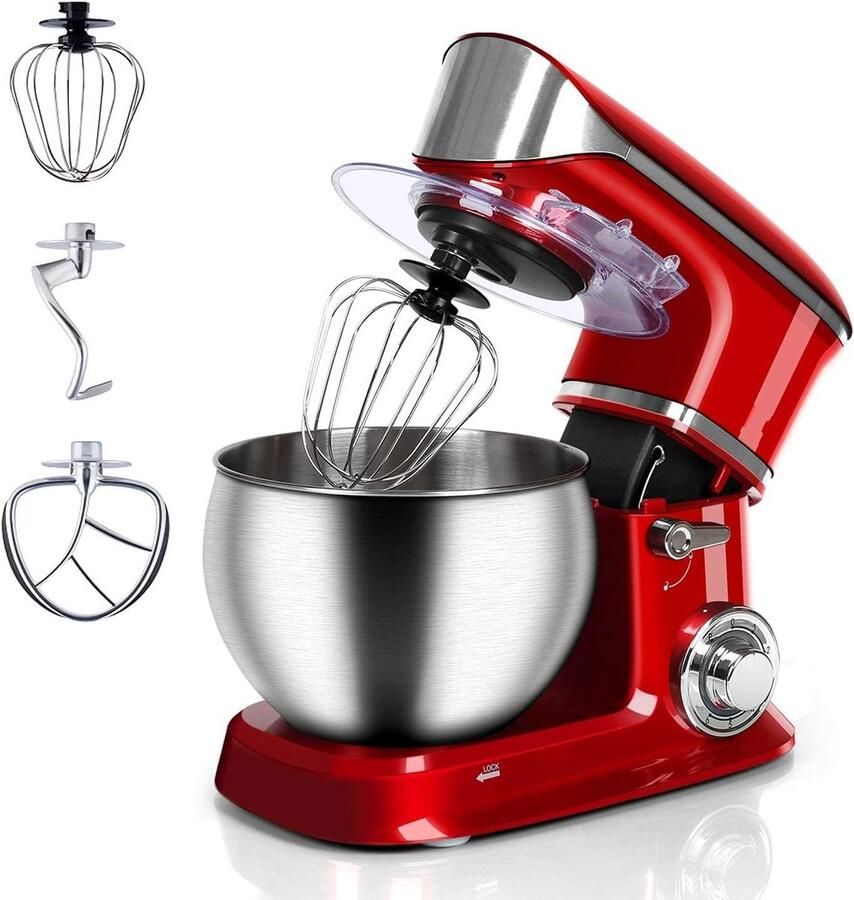 Keukenmachine Mixer Bakken Eten Bereiden Gietijzeren Behuizing 1900W Rood
