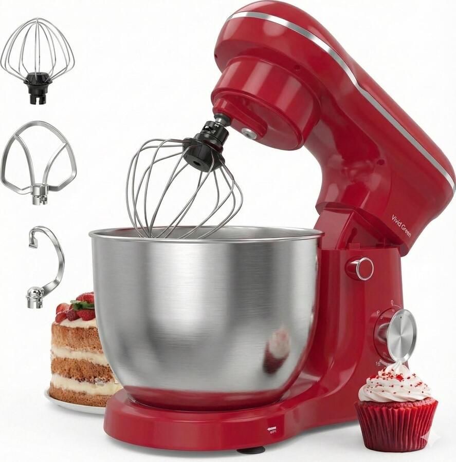 Keukenmachine Mixer Banket Bakken En Koken Planetaire Werking 5 Liter Kom Rood