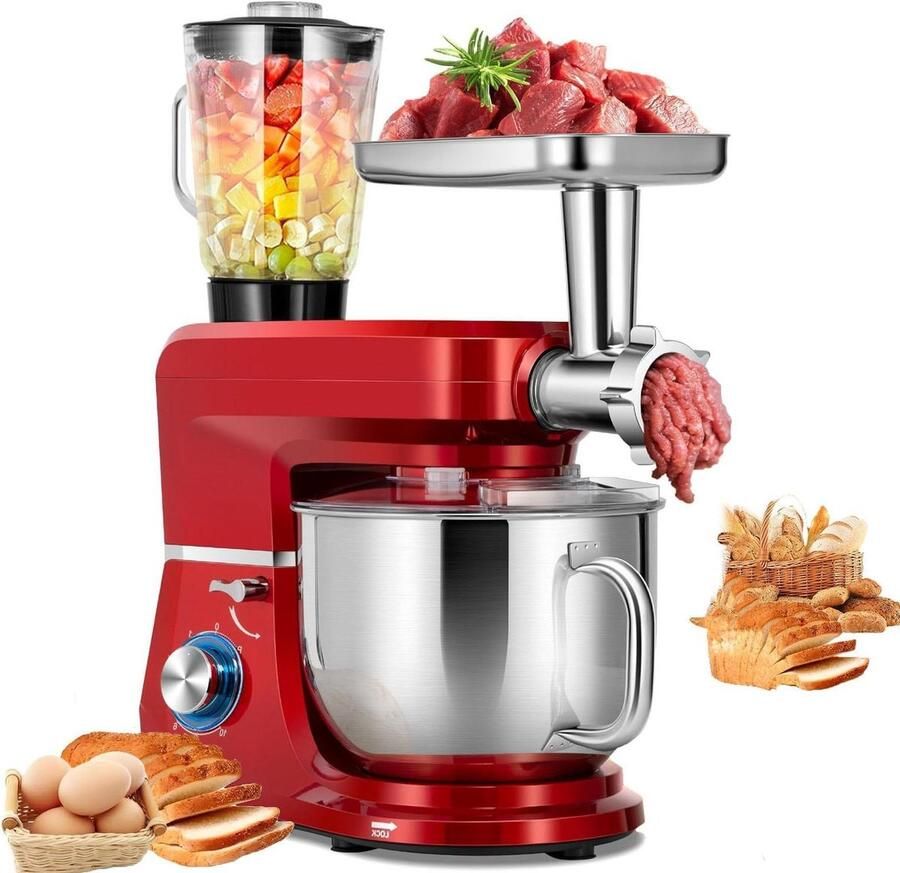Keukenmachine Mixer Blender Thuis Koken Kantelbare Kop 7 Liter Kom Rood