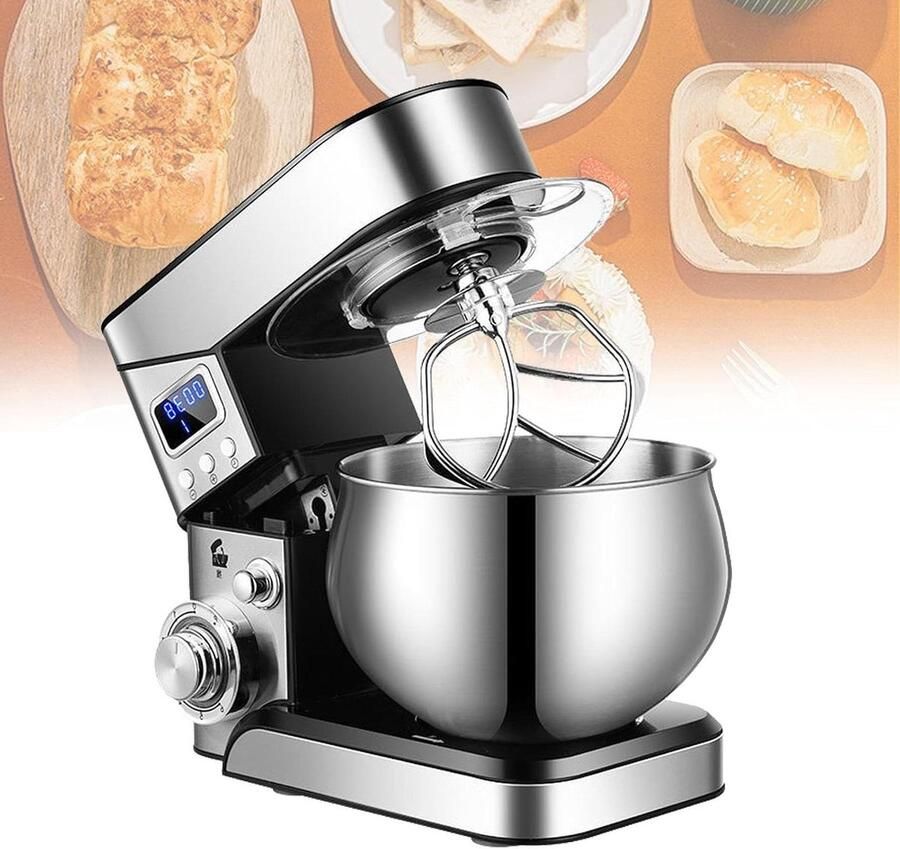 Keukenmachine Mixer Deegblender Bakken Thuis Automatische Bediening 5.5 Liter RVS
