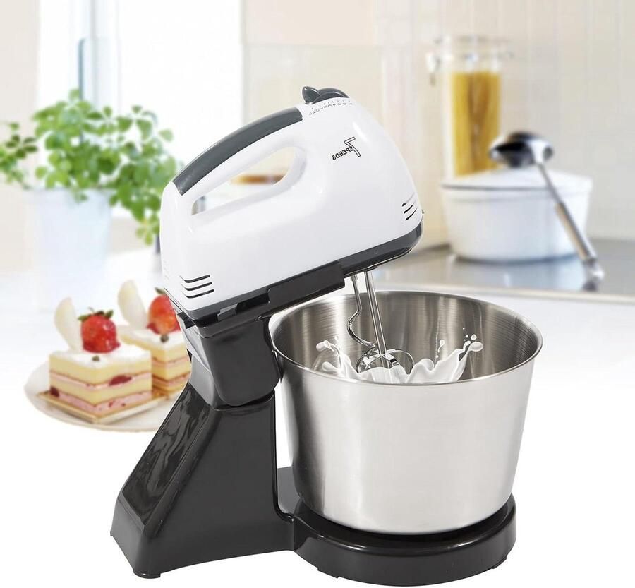 Keukenmachine Mixer Deegklopper Bakken en koken 7 snelheden 1.7 liter Zwart