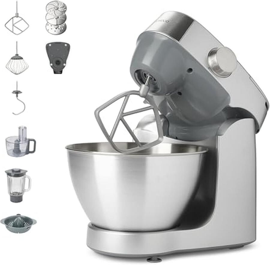 Keukenmachine Mixer Deegmachine Bakken en Koken Krachtige 1000W Motor 4.3 L Kom Zilver