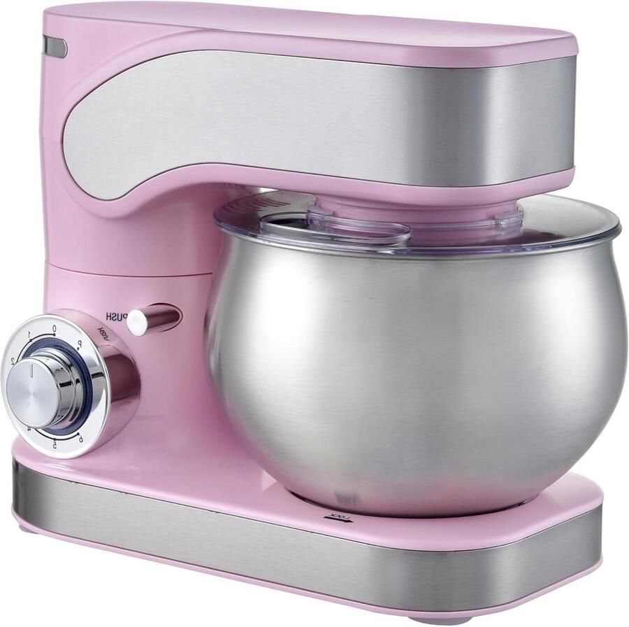 Keukenmachine Mixer Deegmachine Bakken en Koken Krachtige 1600 Watt Motor 65 Liter Kom Roze