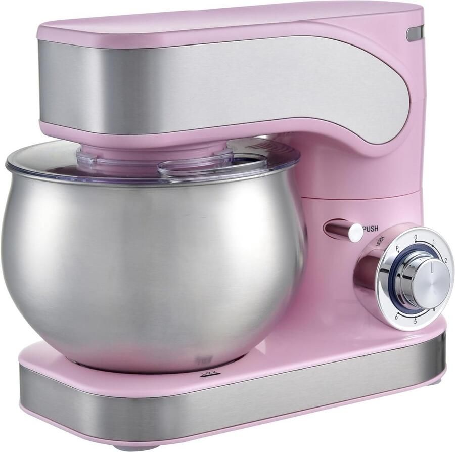 Keukenmachine Mixer Deegmachine Bakken en Koken Krachtige 1600 Watt Motor 65 Liter Kom Roze