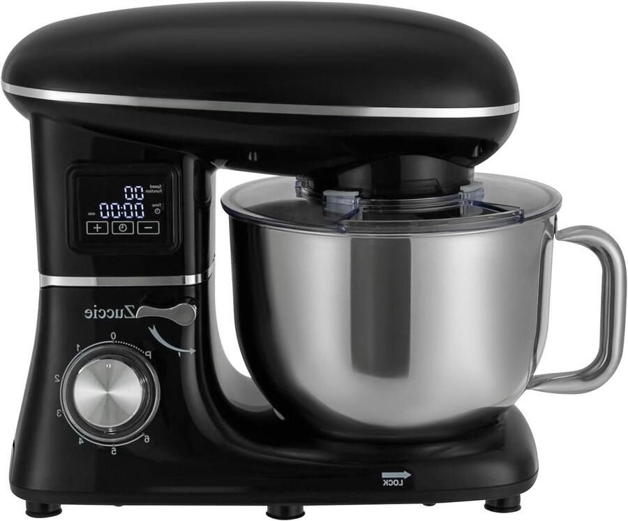 Keukenmachine Mixer Deegmachine Bakken en Koken LCD Timer 6.6 liter Zwart