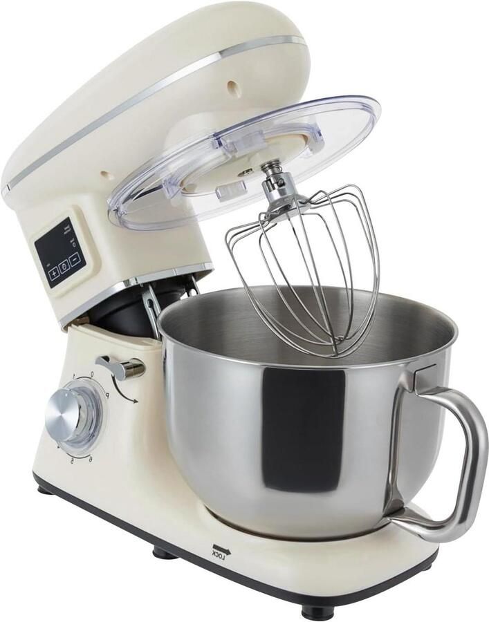 Keukenmachine Mixer Deegmachine Bakken Maken LCD Timer 62 Liter Wit