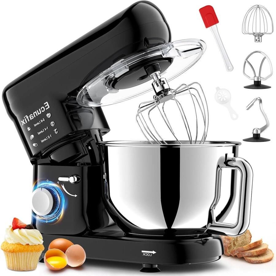 Keukenmachine Mixer Deegmaker Bakken en Koken Krachtige 1500W Motor 65 Liter Kom Zwart