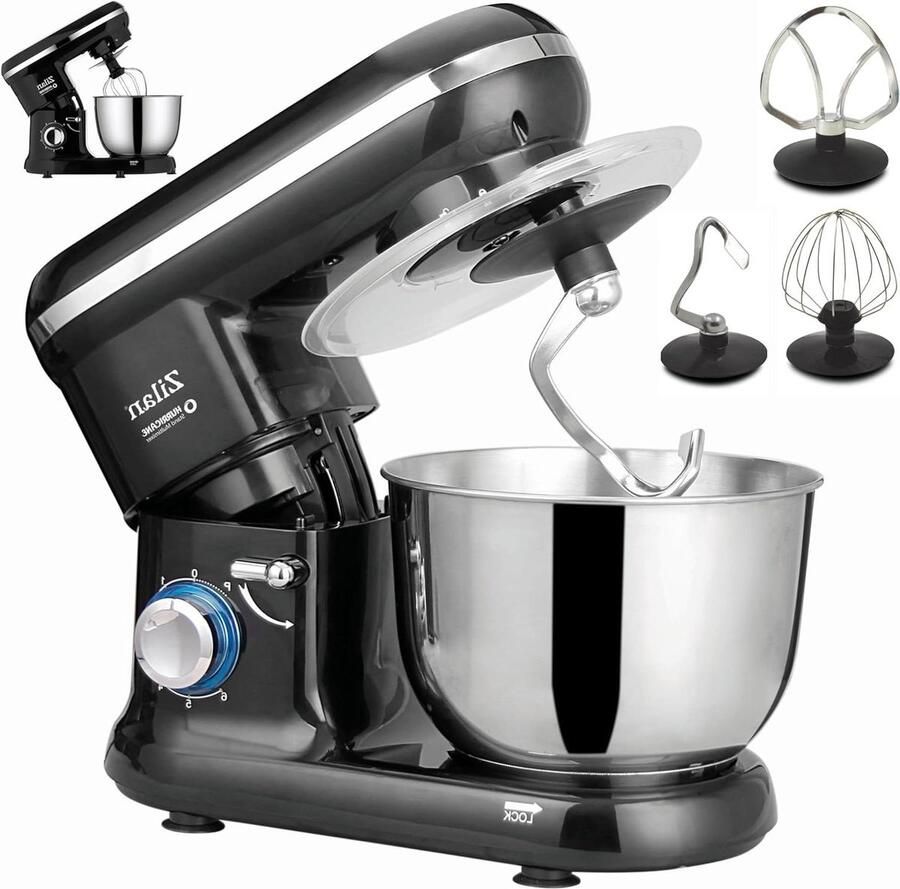 Keukenmachine Mixer Deegmaker Bakken en Koken Planetair Roersysteem 4.5 Liter Kom Zwart