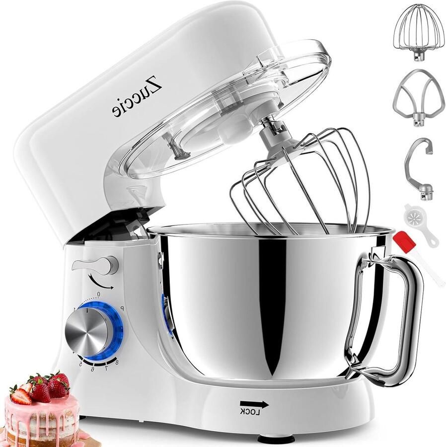Keukenmachine Mixer Deegmaker Bakken en Koken Stille Krachtige Motor 5 Liter Kom Wit