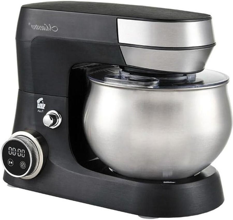 Keukenmachine Mixer Deegmixer Bakken en Koken Krachtige Motor 5 liter Zwart Zilver