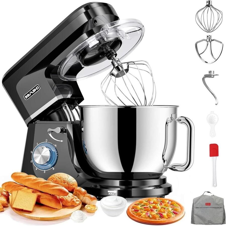 Keukenmachine Mixer Foodprocessor Bakken en Koken Krachtige 2000W Motor 7.2L Kom Zwart