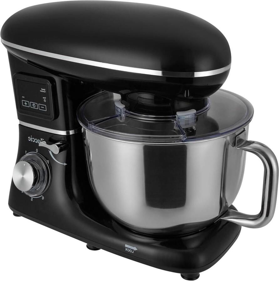 Keukenmachine Mixer Kneedapparaat Bakken en Koken Digitale Timer 6.2 Liter Zwart
