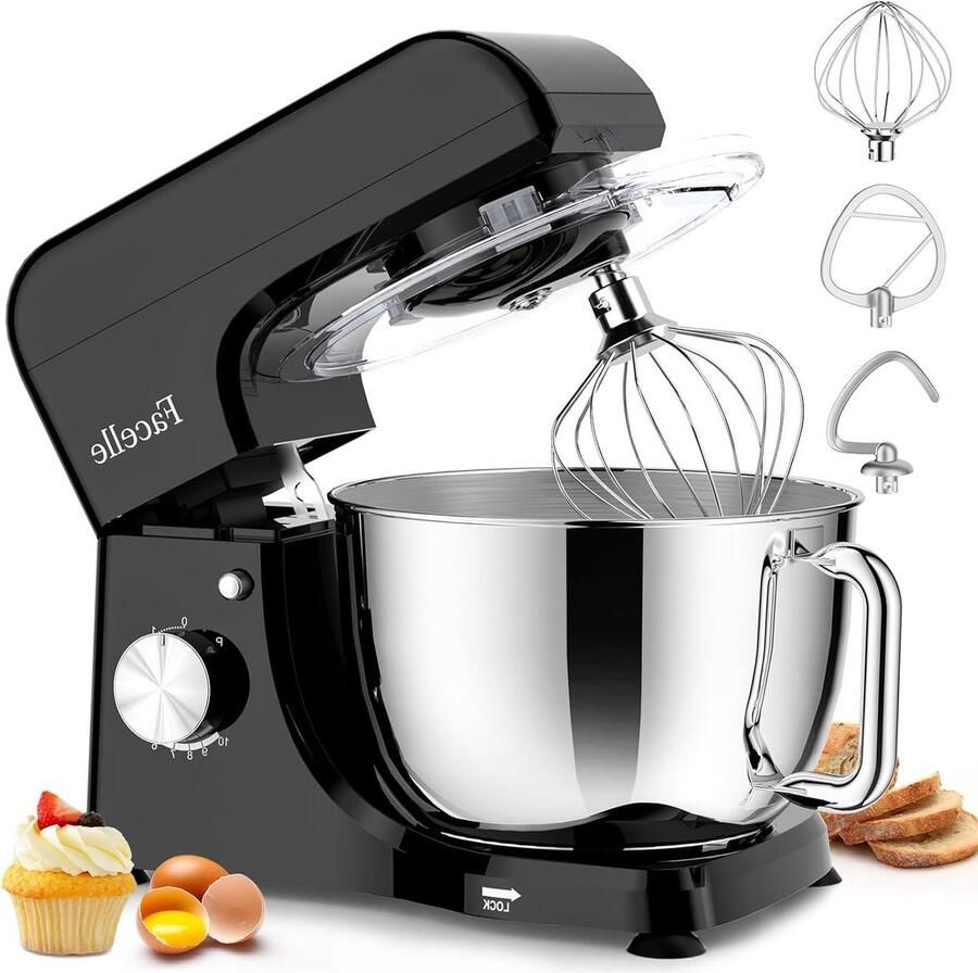 Keukenmachine Mixer Kneedmachine Bakken Thuis Krachtige Motor 5.5 Liter Zwart