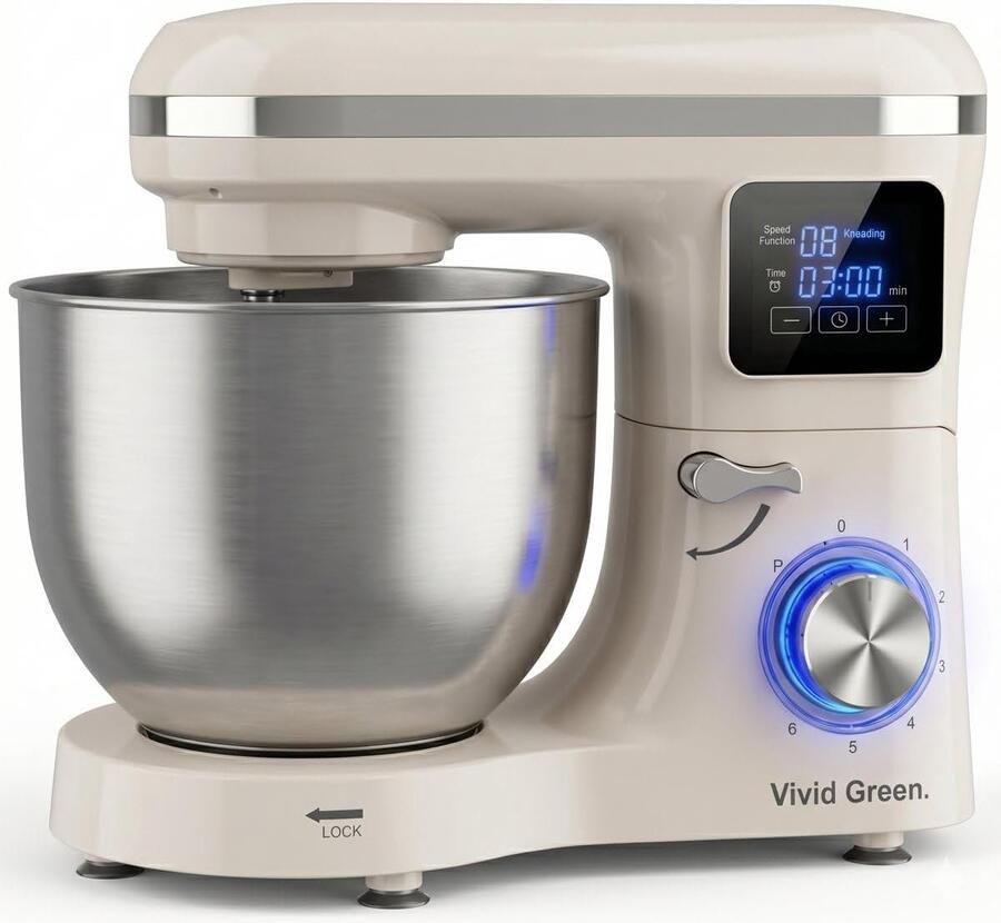 Keukenmachine Mixer Kom Bakken Deeg Maken Krachtige Motor 6.2L Kom Creme