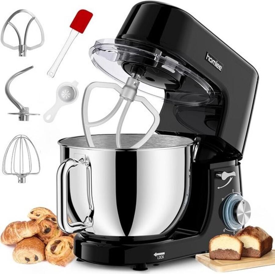 Keukenmachine Mixer Kom Bakken En Koken Krachtige Motor 7.2 Liter Kom Zwart